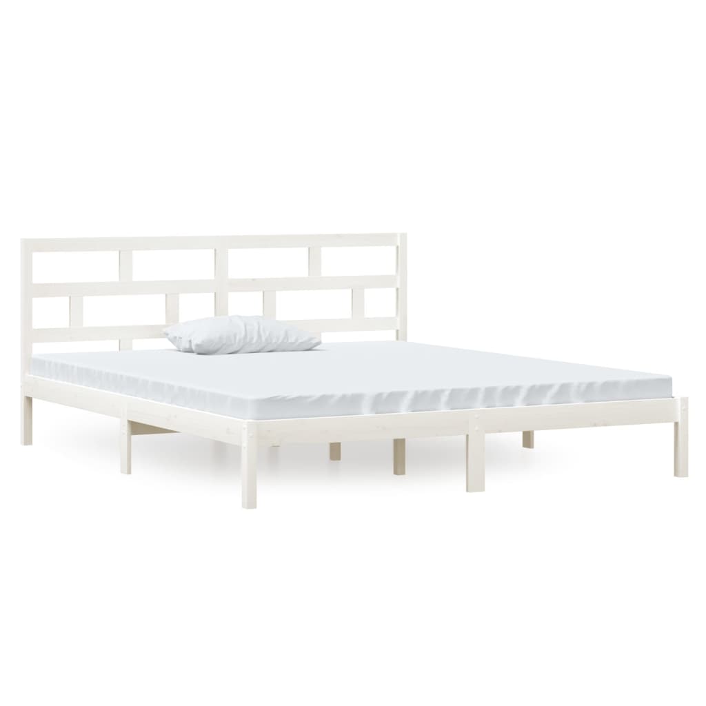 Estrutura de cama casal 135x190 cm madeira maciça branco