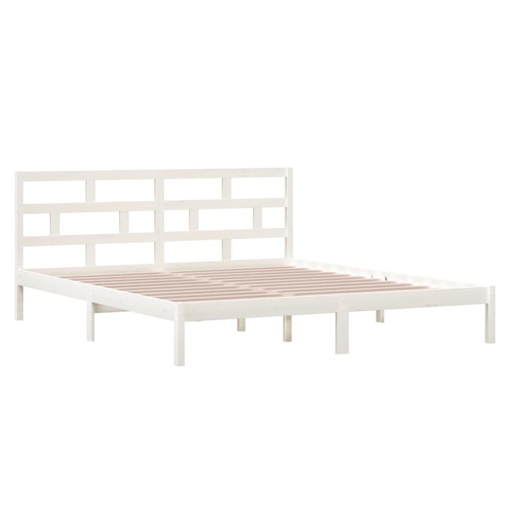 Estrutura de cama casal 135x190 cm madeira maciça branco