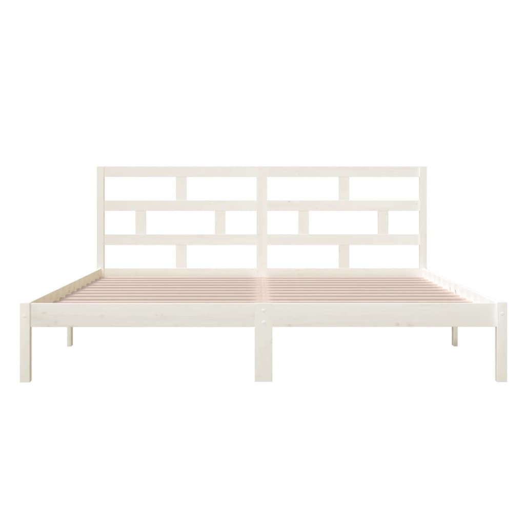 Estrutura de cama casal 135x190 cm madeira maciça branco