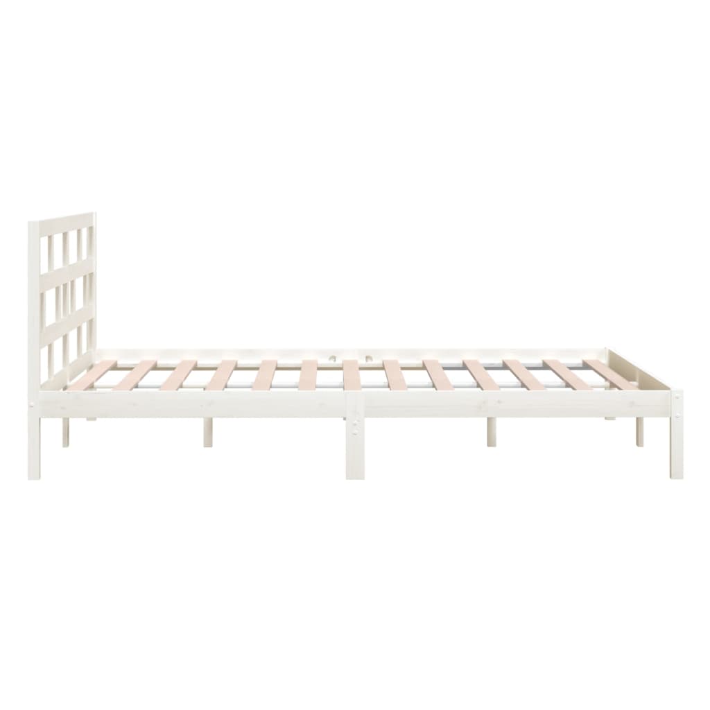 Estrutura de cama casal 135x190 cm madeira maciça branco