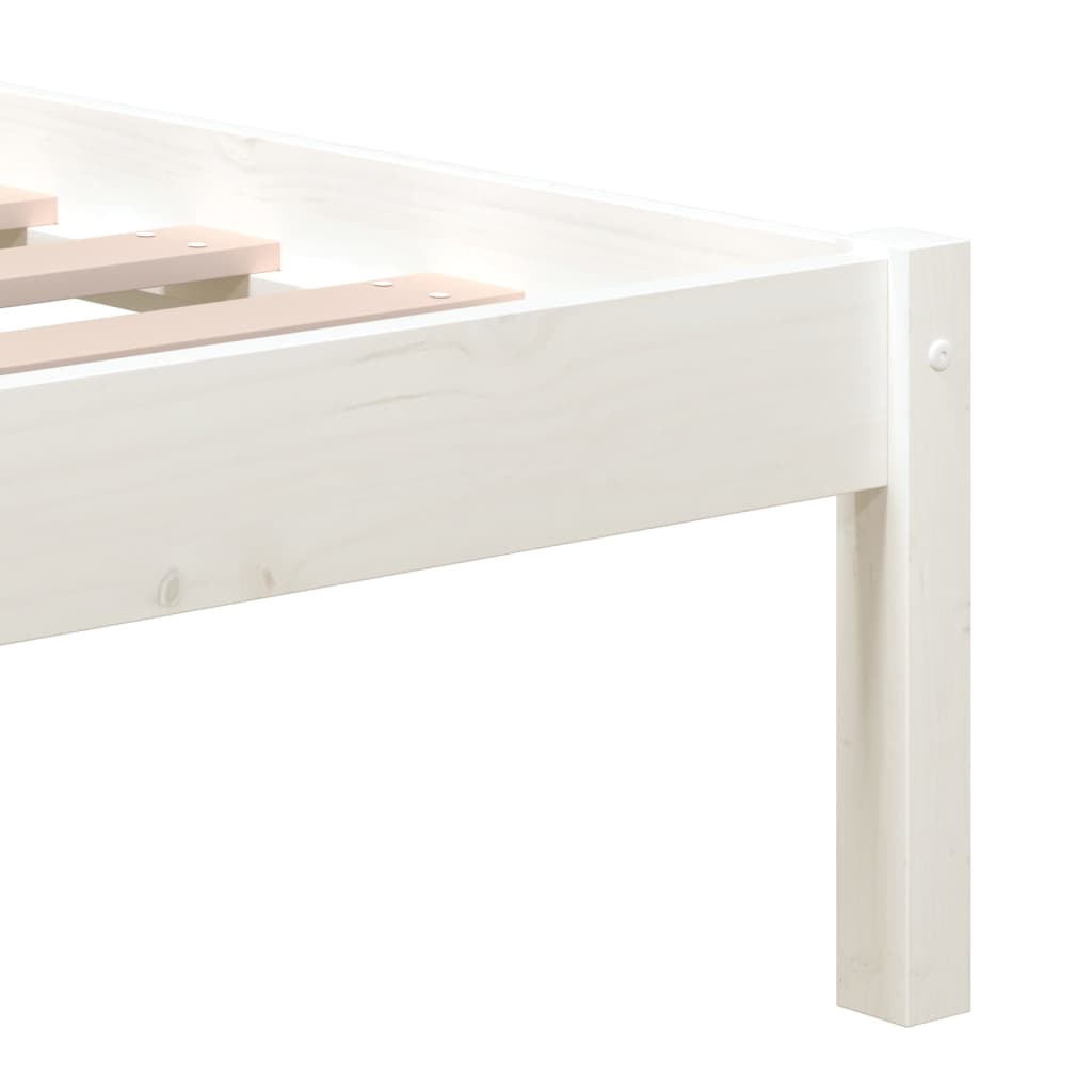 Estrutura de cama casal 135x190 cm madeira maciça branco