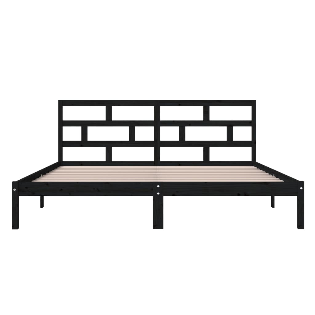 Estrutura de cama casal 135x190 cm madeira maciça preto