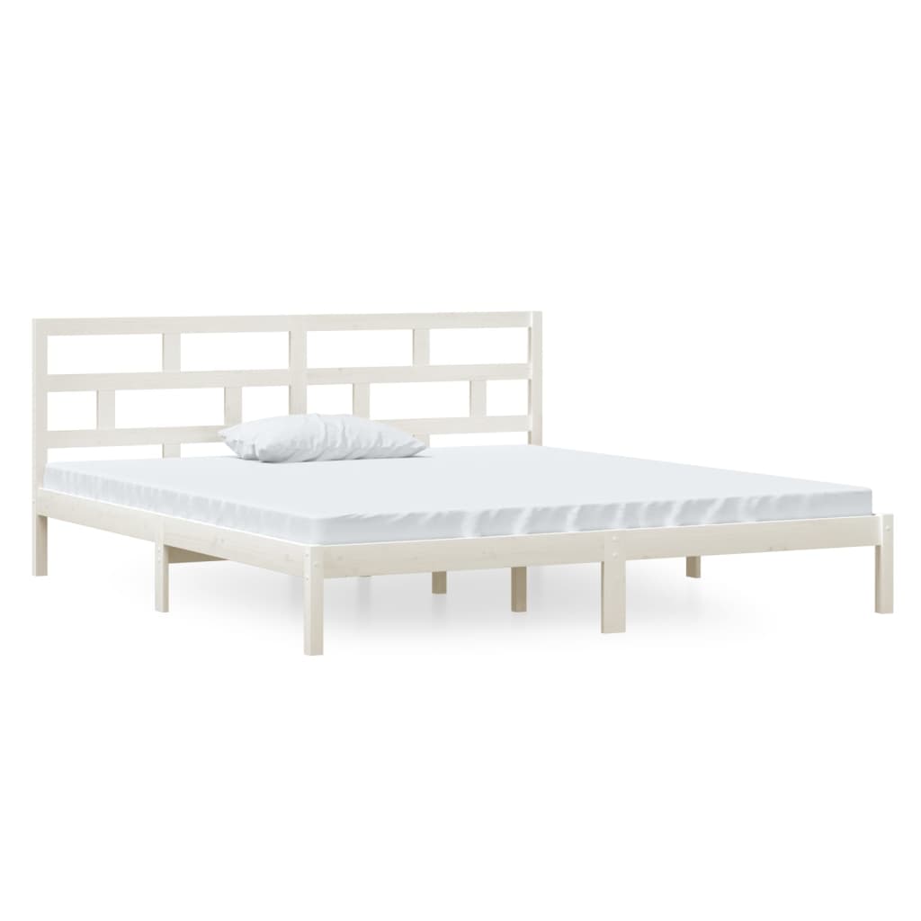 Estrutura de cama 140x190 cm madeira de pinho maciça branco