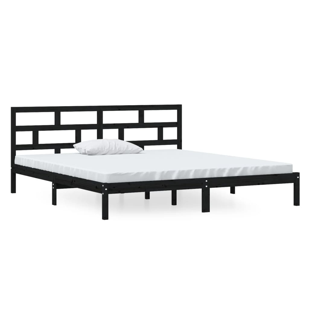 Estrutura de cama 140x190 cm madeira de pinho maciça preto