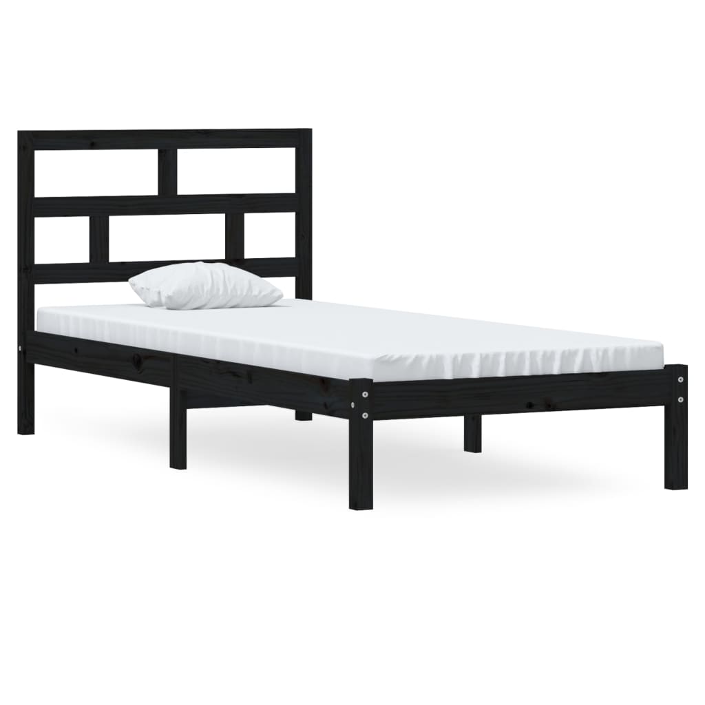 Estrutura de cama 90x200 cm madeira de pinho maciça preto