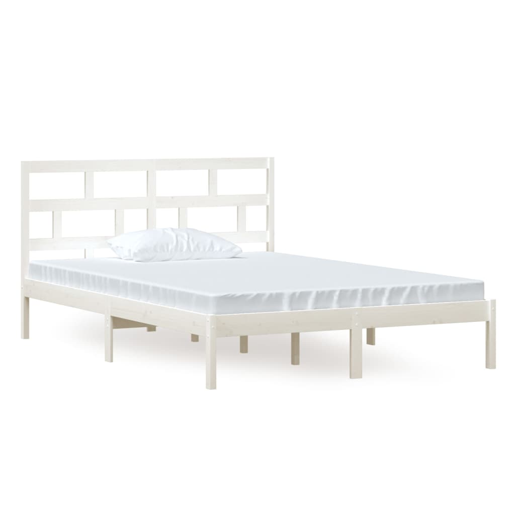 Estrutura de cama 140x200 cm madeira de pinho maciça branco