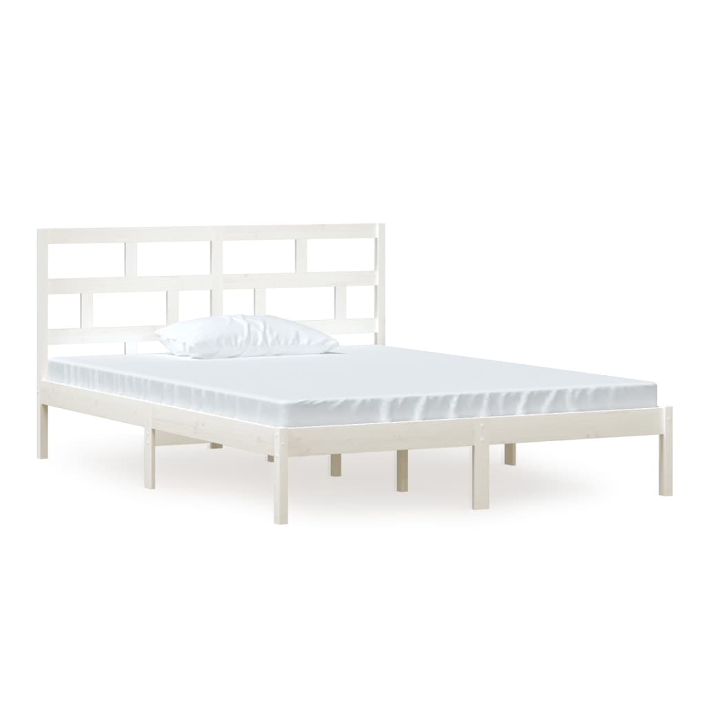 Estrutura de cama king 150x200 cm madeira maciça branco