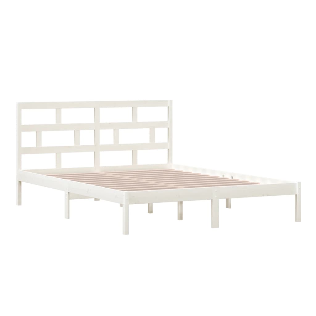 Estrutura de cama king 150x200 cm madeira maciça branco