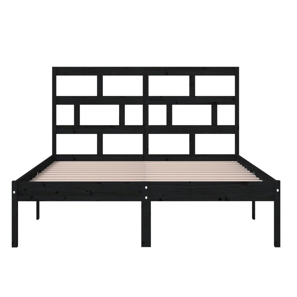 Estrutura de cama king 150x200 cm madeira maciça preto