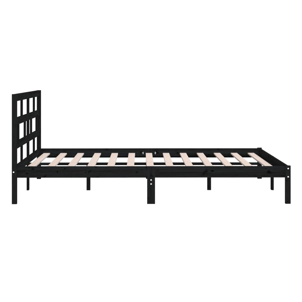 Estrutura de cama king 150x200 cm madeira maciça preto