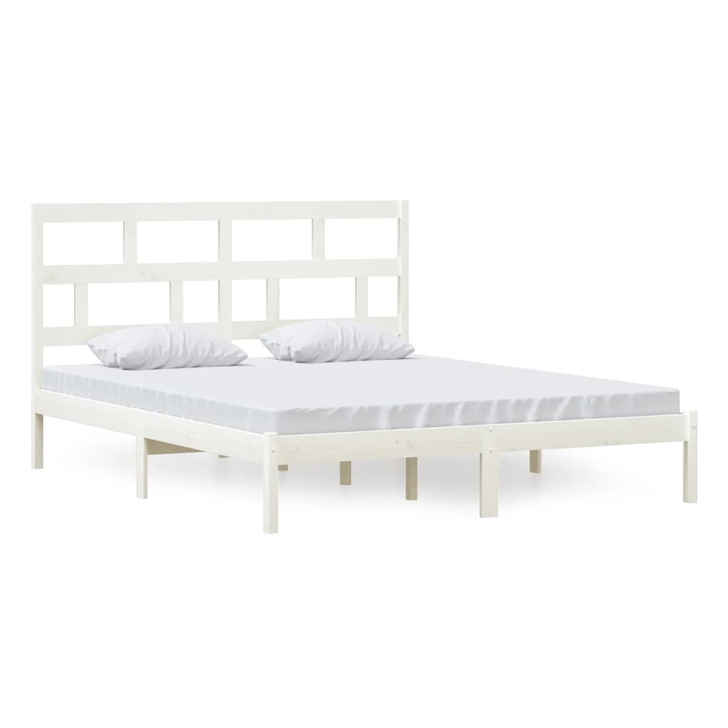 Estrutura de cama 160x200 cm madeira de pinho maciça branco