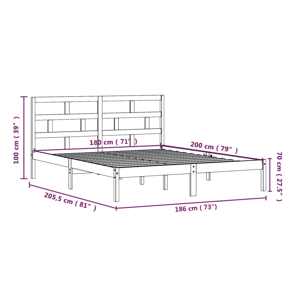 Estrutura de cama 180x200 cm super king madeira maciça