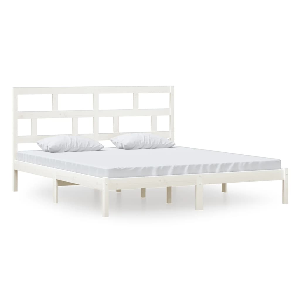 Estrutura de cama super king 180x200 cm madeira maciça branco