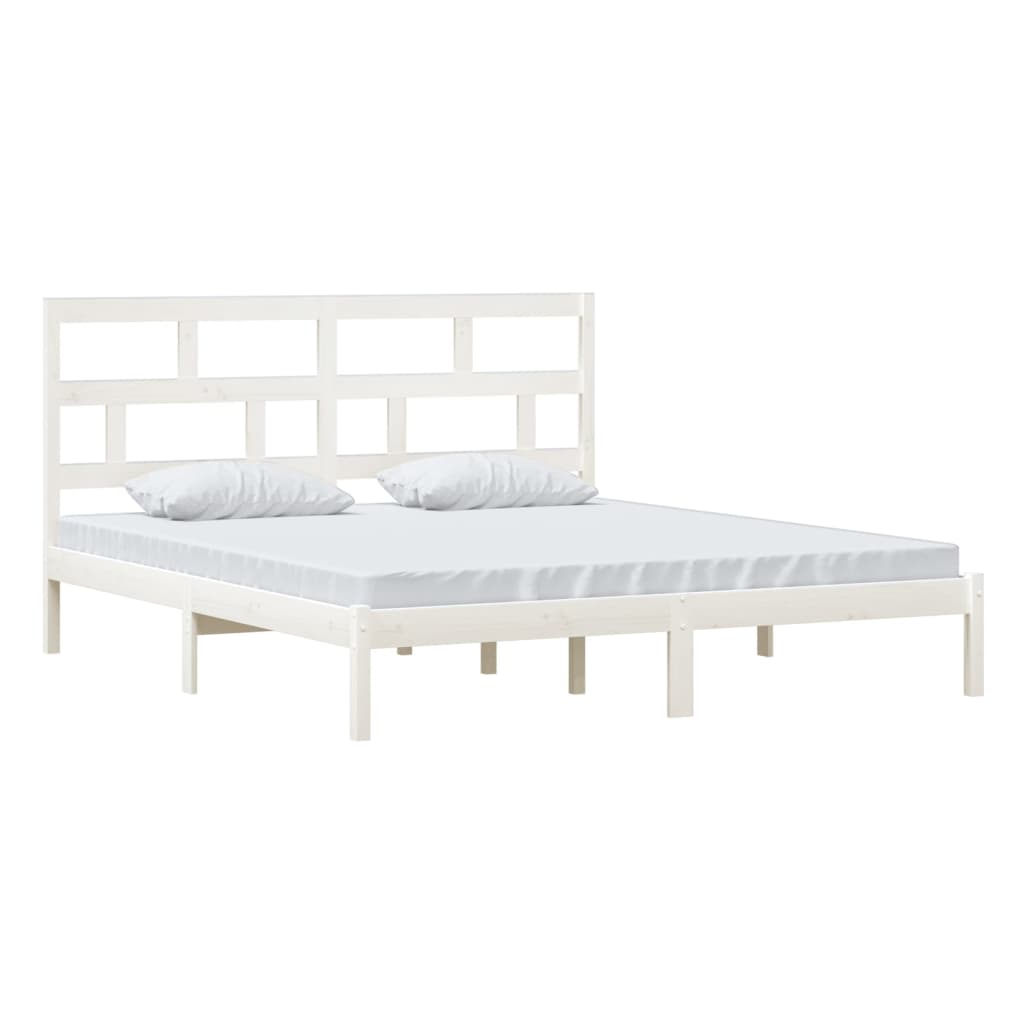 Estrutura de cama super king 180x200 cm madeira maciça branco