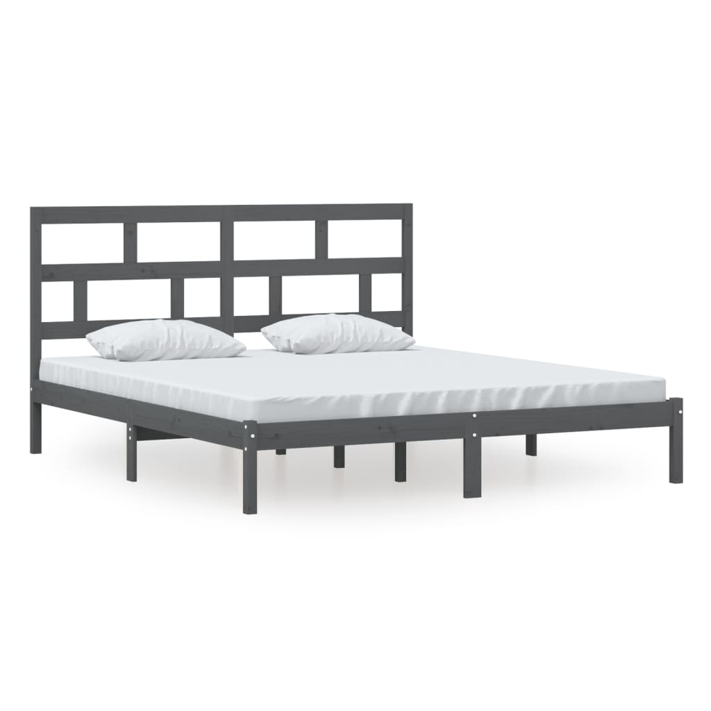 Estrutura de cama super king 180x200 cm madeira maciça cinza