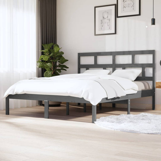 Estrutura de cama super king 180x200 cm madeira maciça cinza