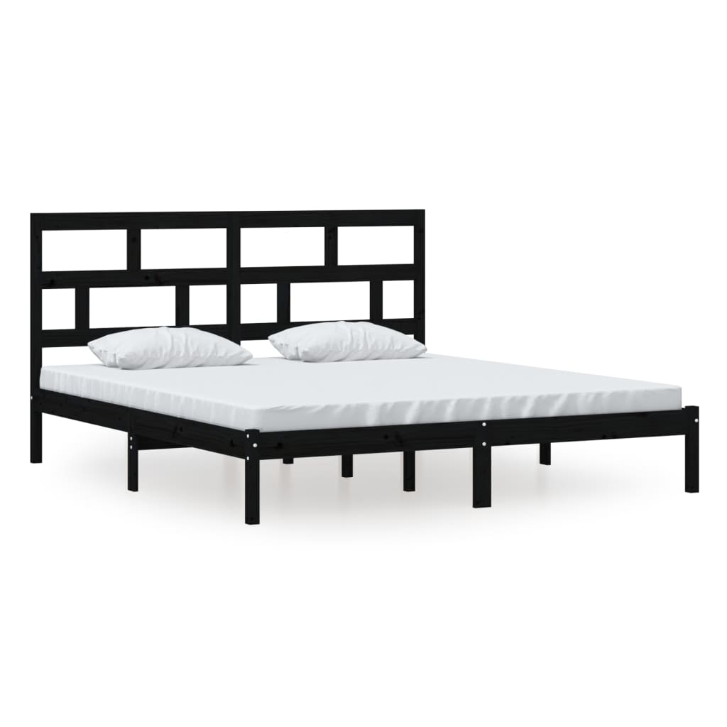 Estrutura de cama super king 180x200 cm madeira maciça preto