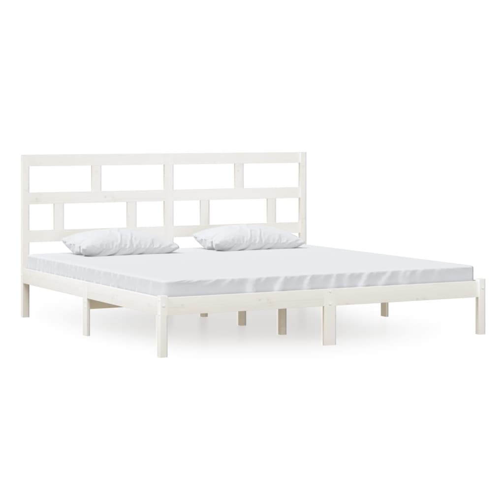 Estrutura de cama 200x200 cm madeira de pinho maciça branco