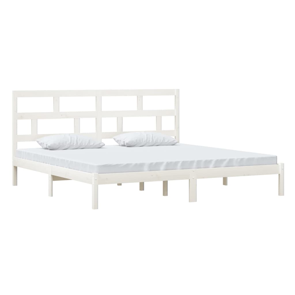 Estrutura de cama 200x200 cm madeira de pinho maciça branco