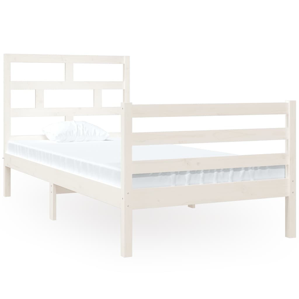 Estrutura de cama solteiro 90x190 cm madeira maciça branco