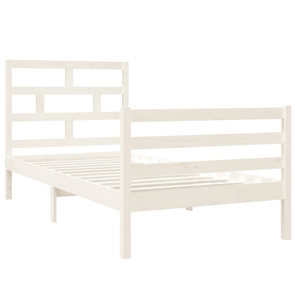 Estrutura de cama solteiro 90x190 cm madeira maciça branco