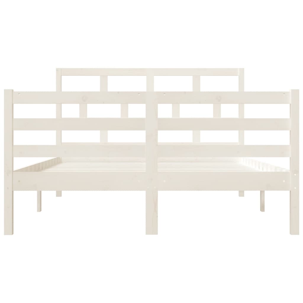 Estrutura de cama casal 135x190 cm madeira maciça branco