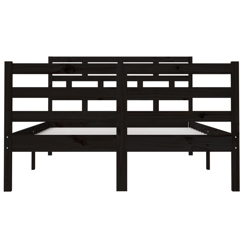 Estrutura de cama casal 135x190 cm madeira maciça preto