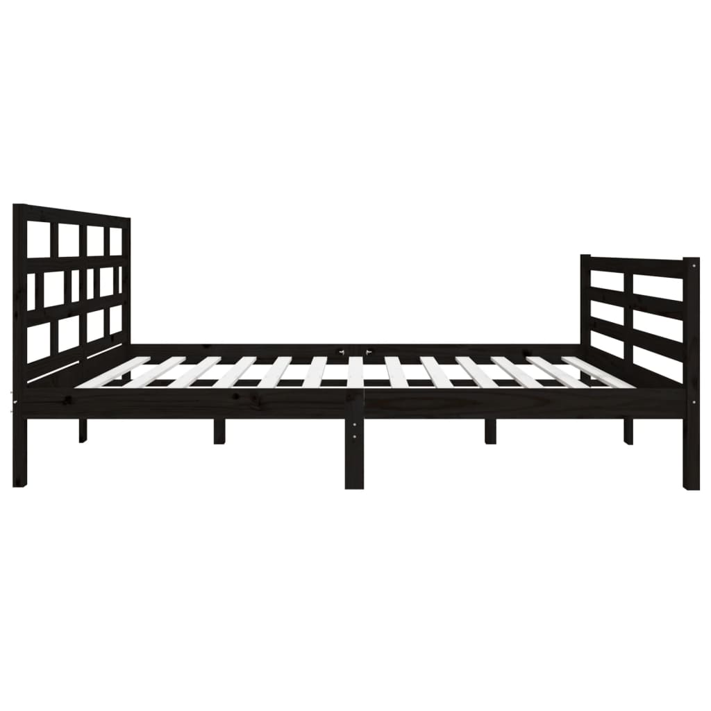 Estrutura de cama casal 135x190 cm madeira maciça preto