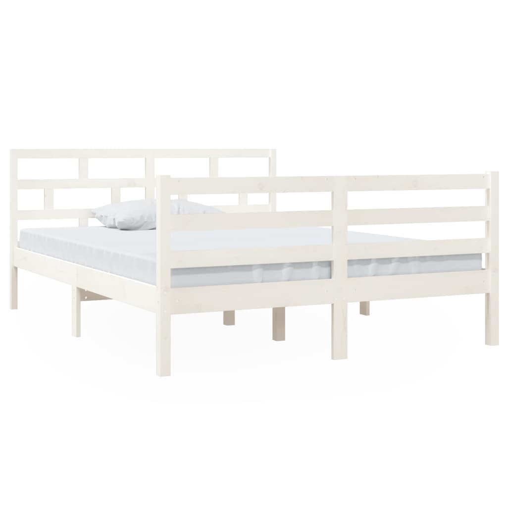 Estrutura de cama 140x190 cm madeira de pinho maciça branco