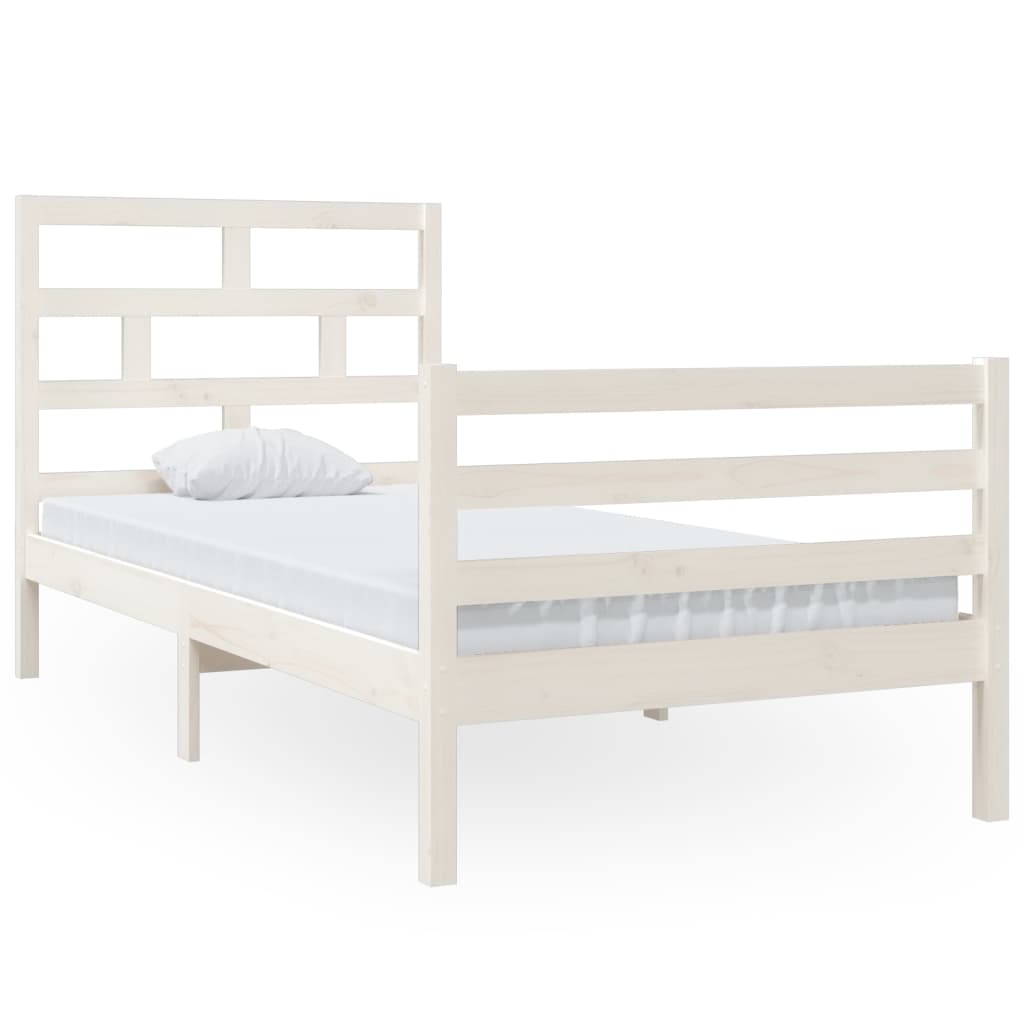 Estrutura de cama 90x200 cm madeira de pinho maciça branco