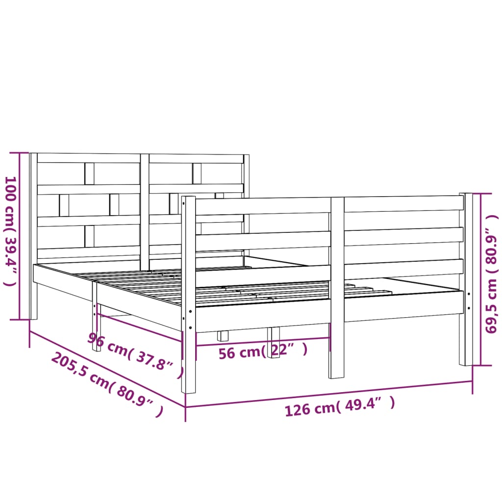 Estrutura de cama 120x200 cm madeira de pinho maciça branco