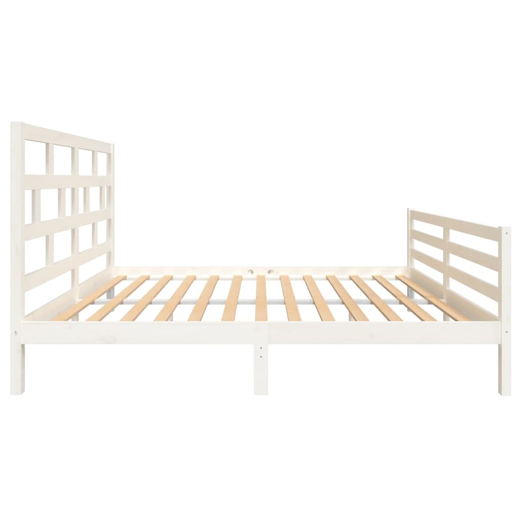 Estrutura de cama king 150x200 cm madeira maciça branco