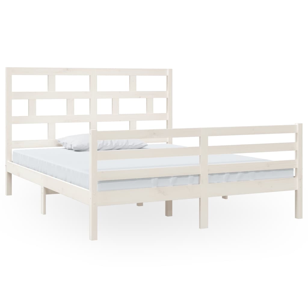 Estrutura de cama 160x200 cm madeira de pinho maciça branco