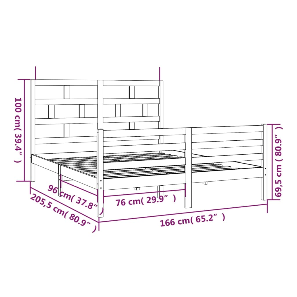 Estrutura de cama 160x200 cm madeira de pinho maciça branco