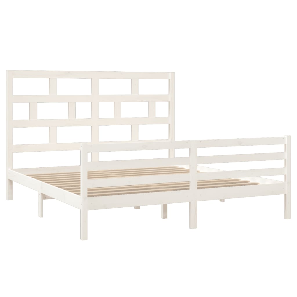 Estrutura de cama super king pinho maciço 180x200 cm branco