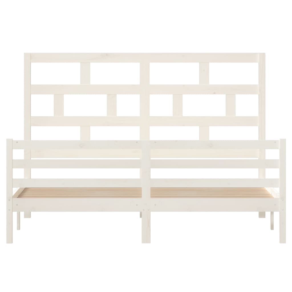 Estrutura de cama super king pinho maciço 180x200 cm branco