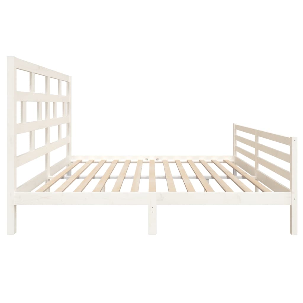 Estrutura de cama super king pinho maciço 180x200 cm branco