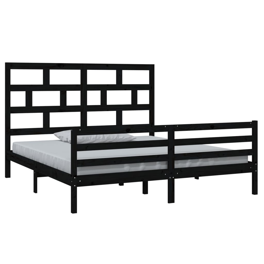 Estrutura de cama super king 180x200 cm madeira maciça preto