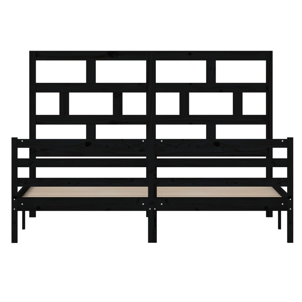 Estrutura de cama super king 180x200 cm madeira maciça preto