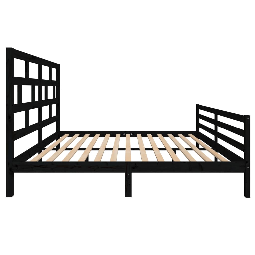 Estrutura de cama super king 180x200 cm madeira maciça preto