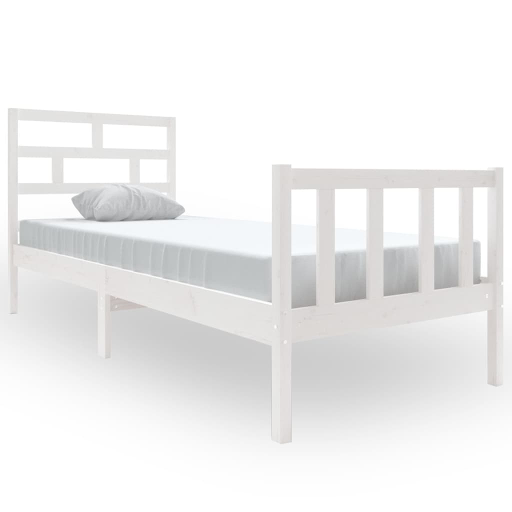 Estrutura de cama pequena solteiro 75x190cm pinho maciço branco