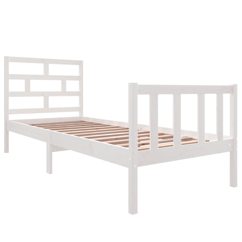 Estrutura de cama pequena solteiro 75x190cm pinho maciço branco