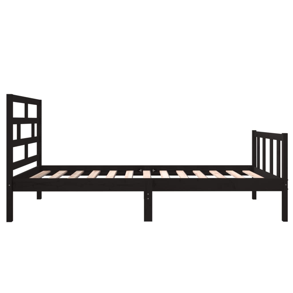 Estrutura de cama pequena solteiro 75x190 cm pinho maciço preto