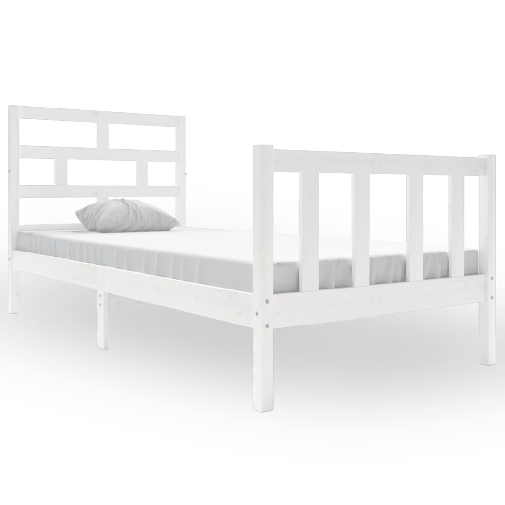 Estrutura de cama solteiro 90x190 cm pinho maciço branco