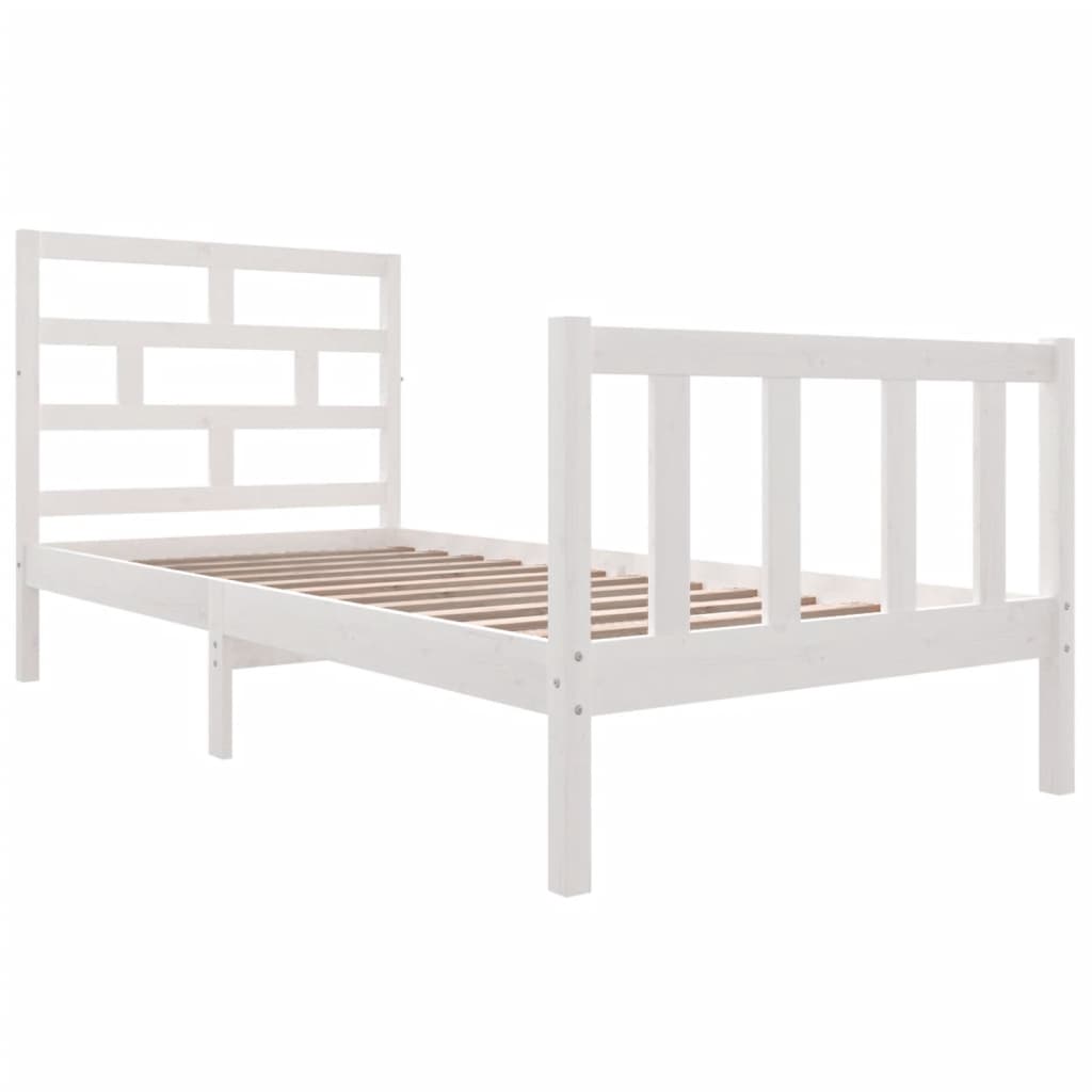 Estrutura de cama solteiro 90x190 cm pinho maciço branco