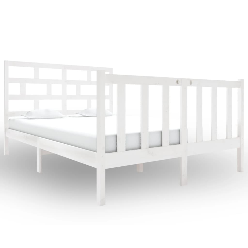 Estrutura de cama pequena casal 120x190 cm pinho maciço branco