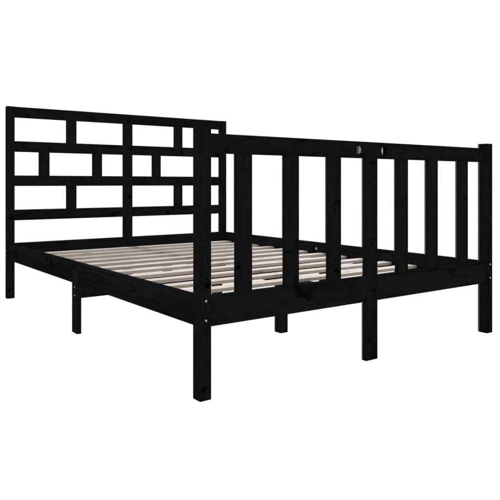 Estrutura de cama pequena casal 120x190 cm pinho maciço preto