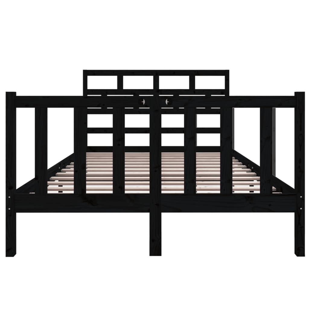 Estrutura de cama pequena casal 120x190 cm pinho maciço preto