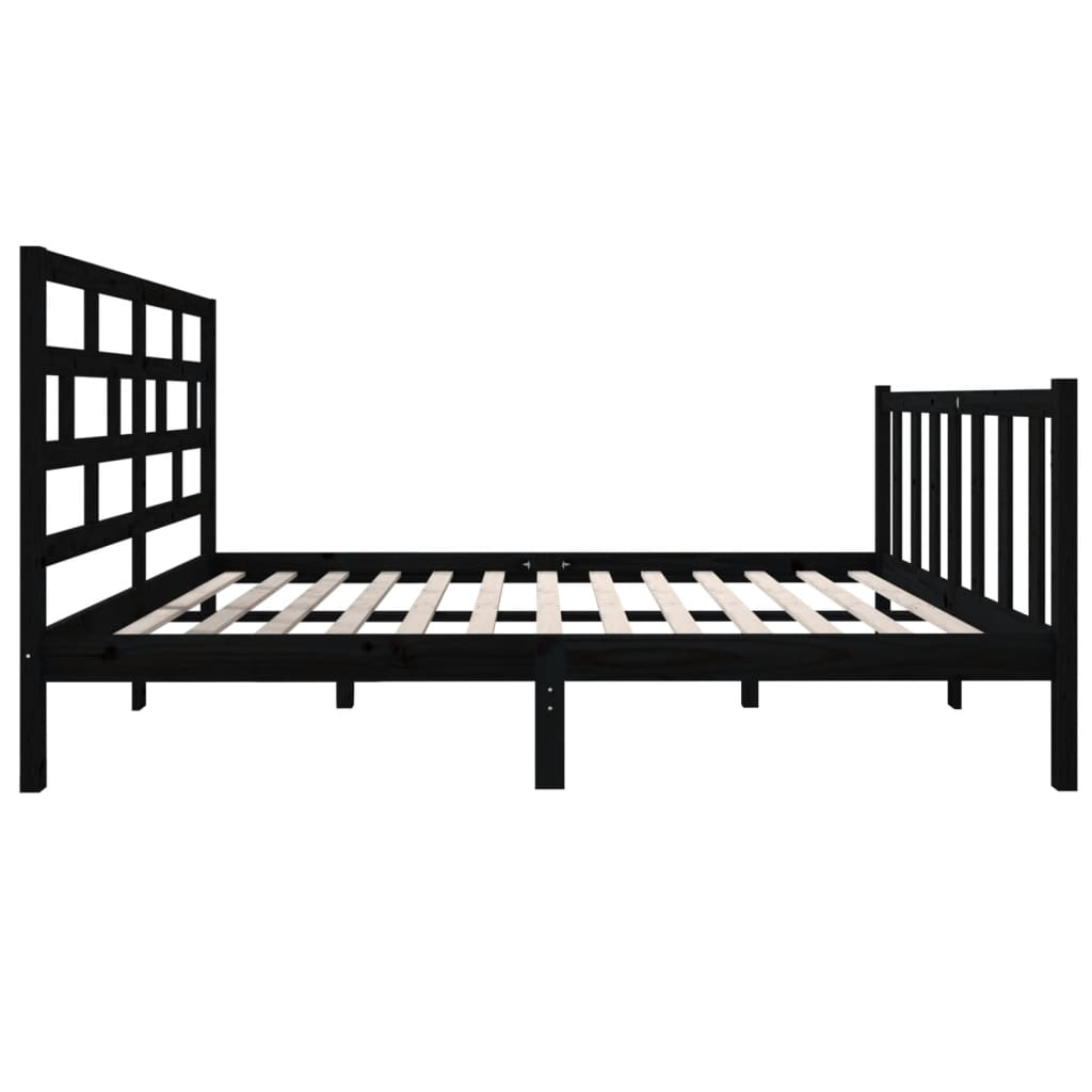 Estrutura de cama pequena casal 120x190 cm pinho maciço preto