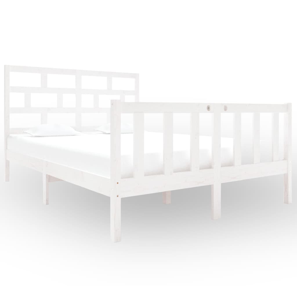 Estrutura de cama casal 135x190 cm pinho maciço branco